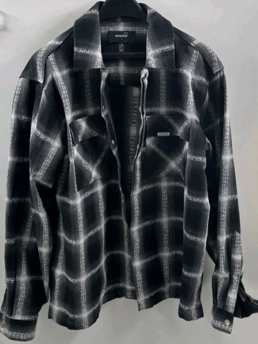 REPRESENT AW23 Collection Plaid Flannel Black/White Long Sleeve Men's Medium